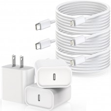 6FT iPhone Charger,Fast Charger iPhone 3Pack【Apple MFi Certified】PD USB C Wall iPhone Charger Fast Charging Adapter Block 6Foot Type C to Lightning Cable for iPhone 14 Pro/13/12/11 Pro Max/XR/XS/X/SE